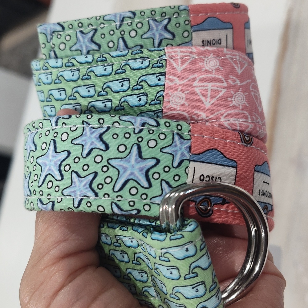 Vineyard Vines Ribbon Patchwork Multi D-Ring Buckle Belt